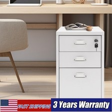 Vertical File Cabinet, Metal Mobile File Cabinet with Lock Filing Cabinet 3-Tier