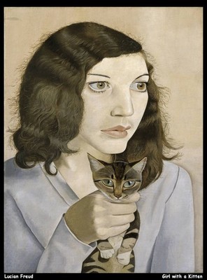 Lucian Freud Mädchen mit Kätzchen O 1 Vintage Kunstdruck Poster Wanddeko Modern D