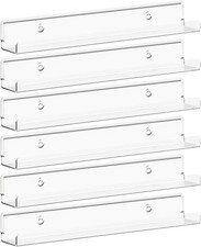Narrow Floating Shelves Vinyl Record 6 Pack 12" Clear Wall Shelves Nail
