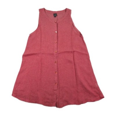 Eileen Fisher 100% Italian Linen Tunic Dress Womens XL Button Up