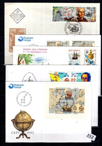 @ BULGARIA, FINLAND, FAROE ISLANDS, FRANCE 1992 - 5 FDC - COLUMBUS, SHIPS
