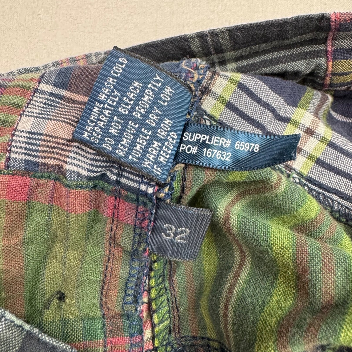 Polo Ralph Lauren Plaid Patchwork Shorts Mens 32/10 Cotton Button