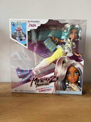 SELTENE Mermaze Mermaidz Slumber Party Farbwechsel - Casea Puppe Brandneu