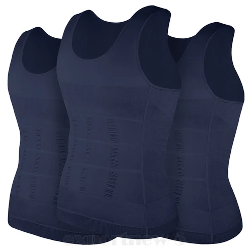 Herren 3er-Pack Schlank Body Shaper Haltung Korrektur Weste Bauch Kompression Tops USA - Bild 42 von 56