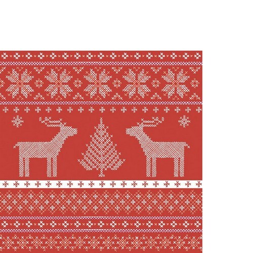 20 Kleine Cocktailservietten Helene Red - Wintermotiv In Tradition Rot 24X24Cm-image