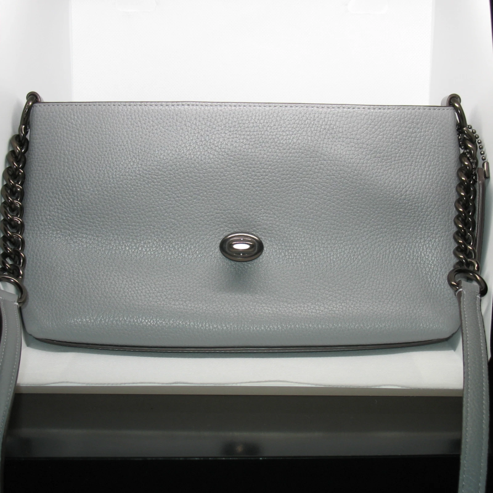 Borsa donna Coach Crosstown tracolla grigio pelle ciottoli 1494 interno scamosciato