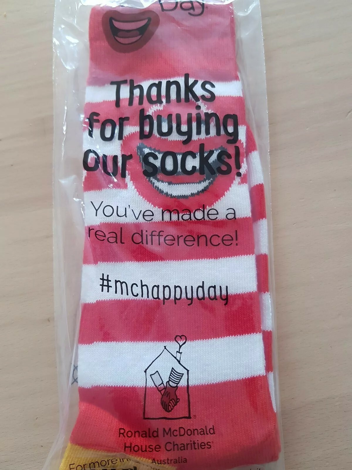 Mcdonalds Rmch Socks Ronald maccas adult Size 100 goes back to charity