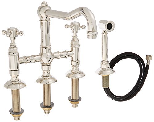 Rohl 117850 Country Kitchen Three Leg Bridge Faucet with Cross Handles Sidespray