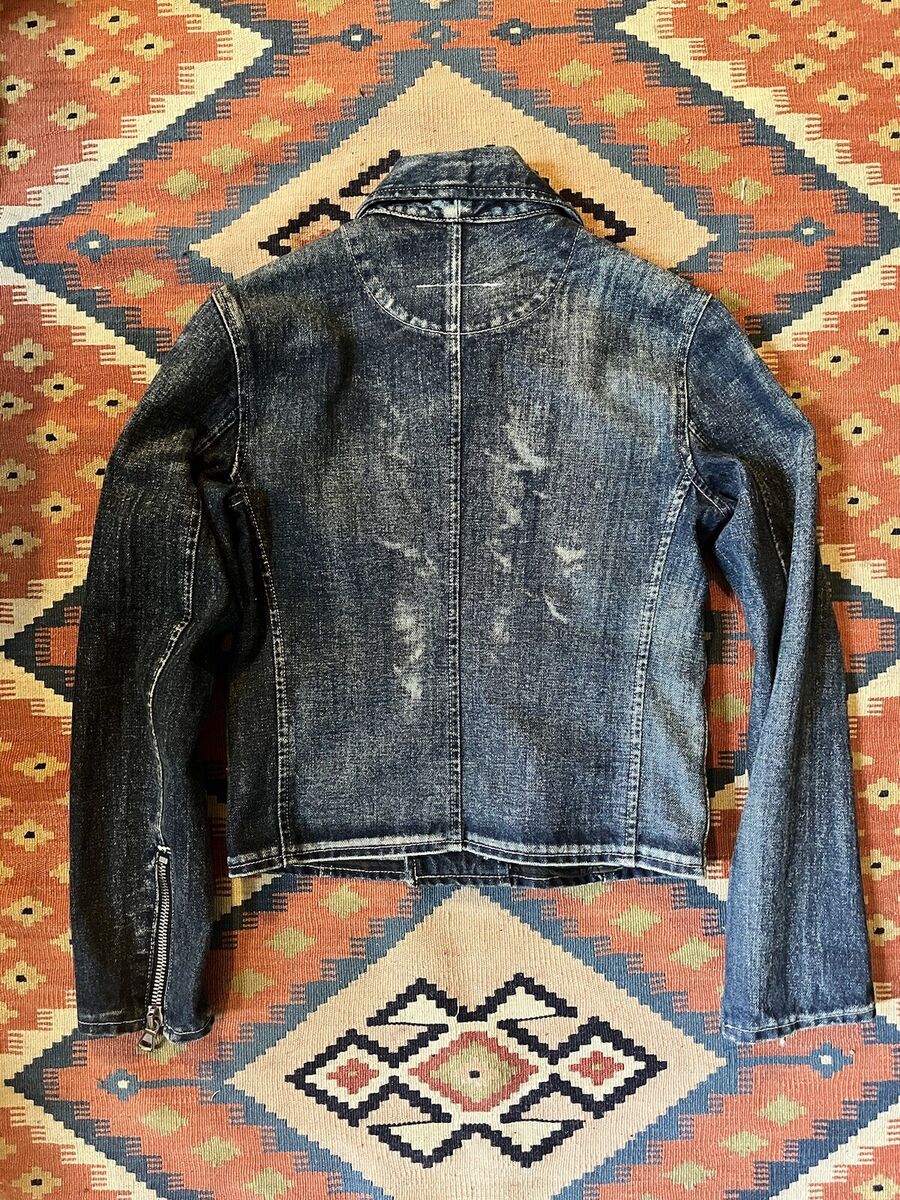 Maison Margiela MM6 Zip Biker Denim Jacket Size 36 SS/02 Maison Margiela MM6 Zip Biker Denim Jacket Size 36 SS/02