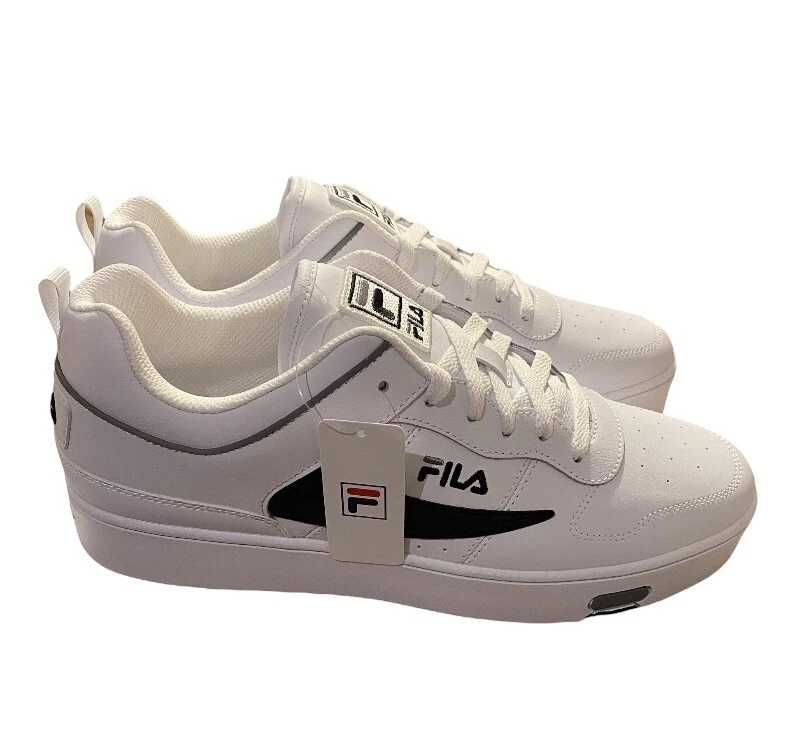 Fila Men s V 10 Low 2 Leather Trainers White Black UK10