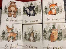 6 Woodland creature nursery canvas s wall art 8x10 great condition