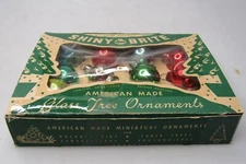Lot Vintage Glass Feather Tree Figural BELL Mini Christmas Ornaments Shiny Brite