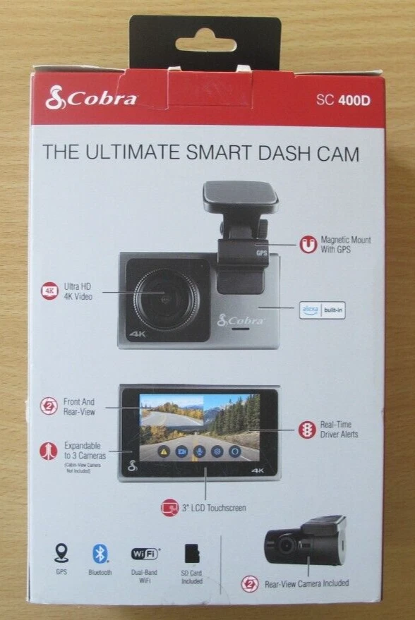 Cobra SC 400D Ultra HD 4K Resolution Camera Amazon Alexa Built-In Dash Cam Unusd - Image 2 of 4