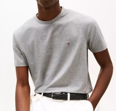Tommy Hilfiger Mens Large Tshirts Core Flag Crew-neck Gray Heathered New W Tags