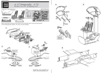 SBS 72006 1/72 A-37 Dragonfly cockpit set for Academy kit Resin