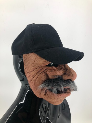 Divertida máscara de Halloween de látex para adultos viejo fumar entre trabajos y gorra de béisbol - Imagen 3 de 3