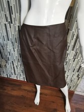 NYGard Collection Brown Leather Skirt Size 12 Petites Waist 32 Length 25 0111