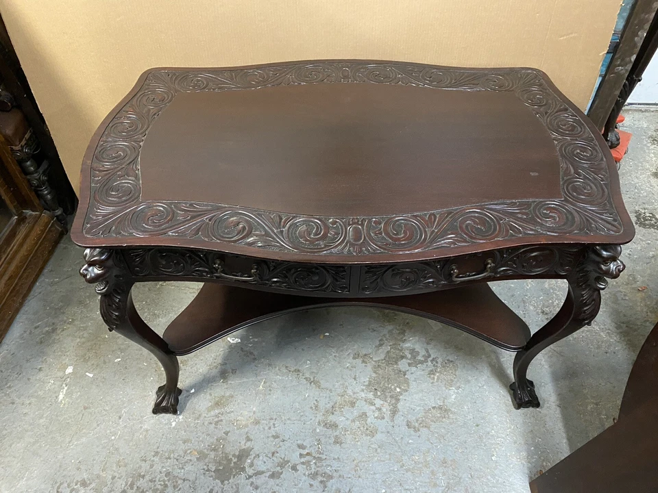 MESA BIBLIOTECA GRFFIN TALLADO CAOBA R. J. HORNER Foto 2 de 3