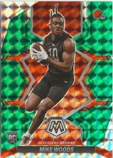 2022 Panini Mosaic Mike Woods Green Prizm SP RC Cleveland Browns