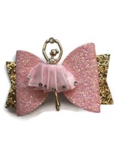 Ballerina Hair Bows - Premium Glitter Hair Bow with Ballerina- Clip
