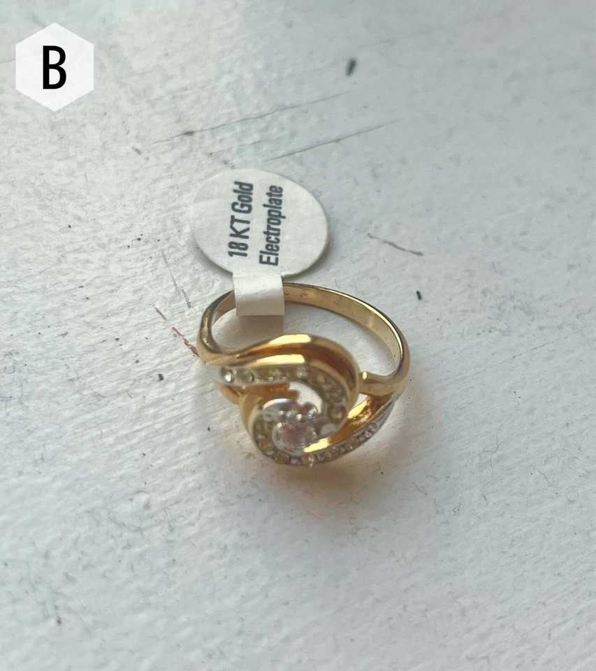 Anillos Chapados en Oro 18K Vintage - Cóctel, Perla, Estrás - Talla 8, 9, 10 - Nuevos con Etiquetas Foto 4 de 4