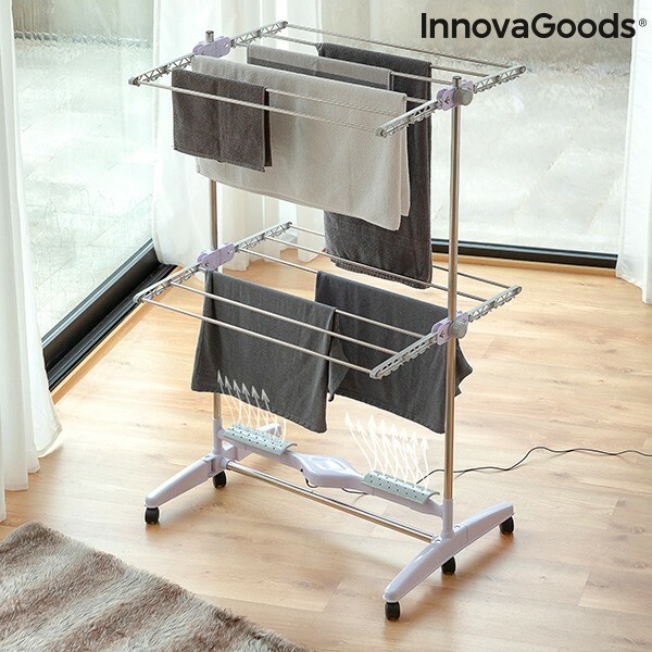Séchoir électrique pliable 24W avec flux d'air et 12 barres aluminium en gris