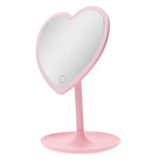 Pink heart on sale mirror with lights