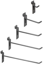 Chrome Slatwall Hooks Combo Pk of 100 Assorted Sizes 20 of Ea 2",4",6", 8"&10" 