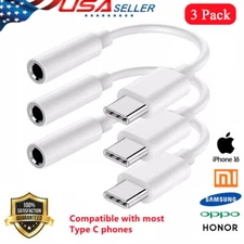 🔥3PCS USB-C Type C Adapter to 3.5mm Aux Jack Headphone For iPhone 16/15 Pro Max