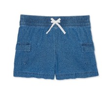 Wonder Nation Girls Pull-On Shorts sz XL Elastic Waist Drawstring Denim Blue New