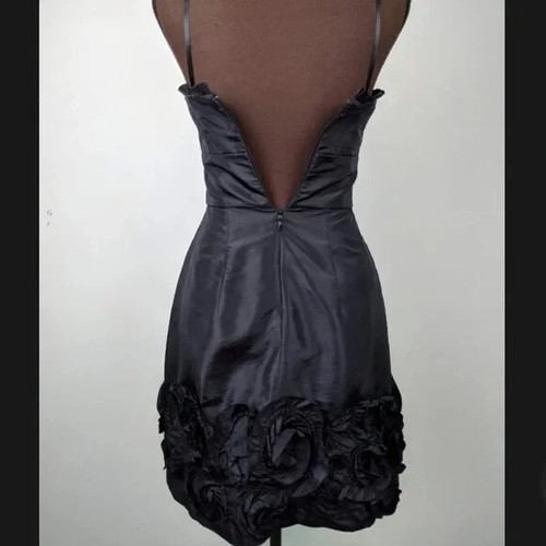 Max and Cleo black rose ruffle appliqué dress prom formal bridal - Picture 9 of 10