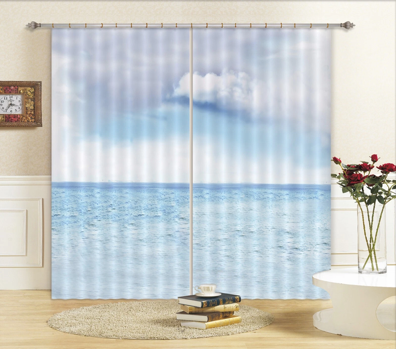 3D Blue Ocean Sky ZHUB1089 Photo Curtain Window Blockout Fabric Amy 2023
