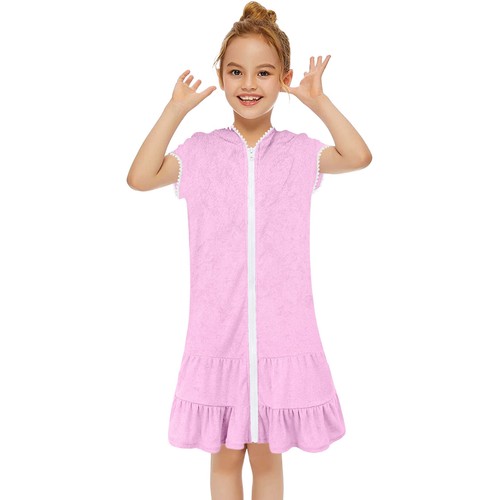 Little Girls Swim Cover Up Swimsuit Zip Up Hooded Bathrobe Absorbent Beach Dress - Picture 23 of 81