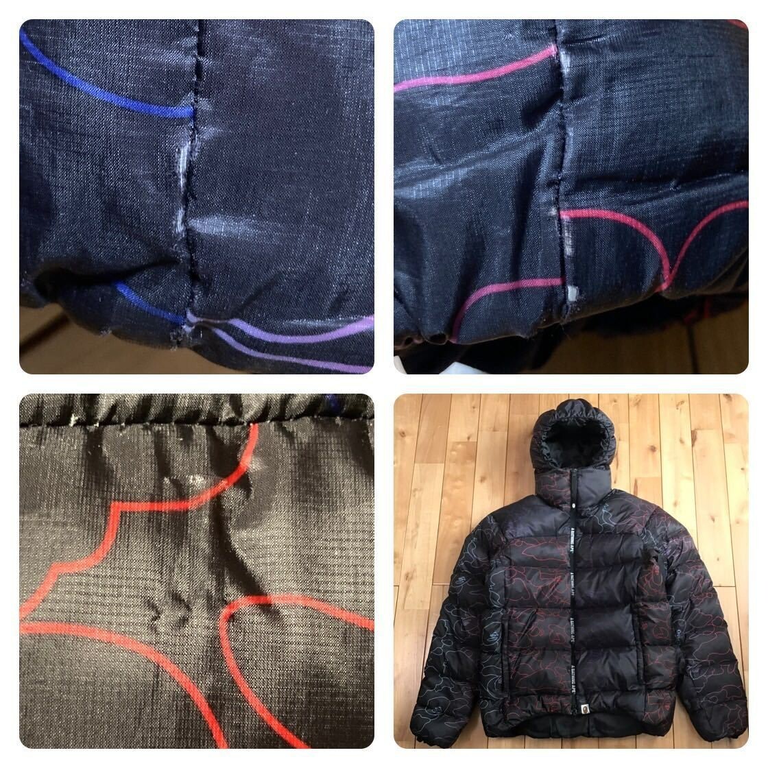 BAPE Pencil Neon camo Down Jacket Black A Bathing Ape Size M | eBay