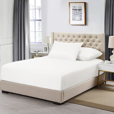 Hotel Quality Bed Sheets Bulk Pack 12 White Flat Sheets Deep Pocket Fitted Sheet