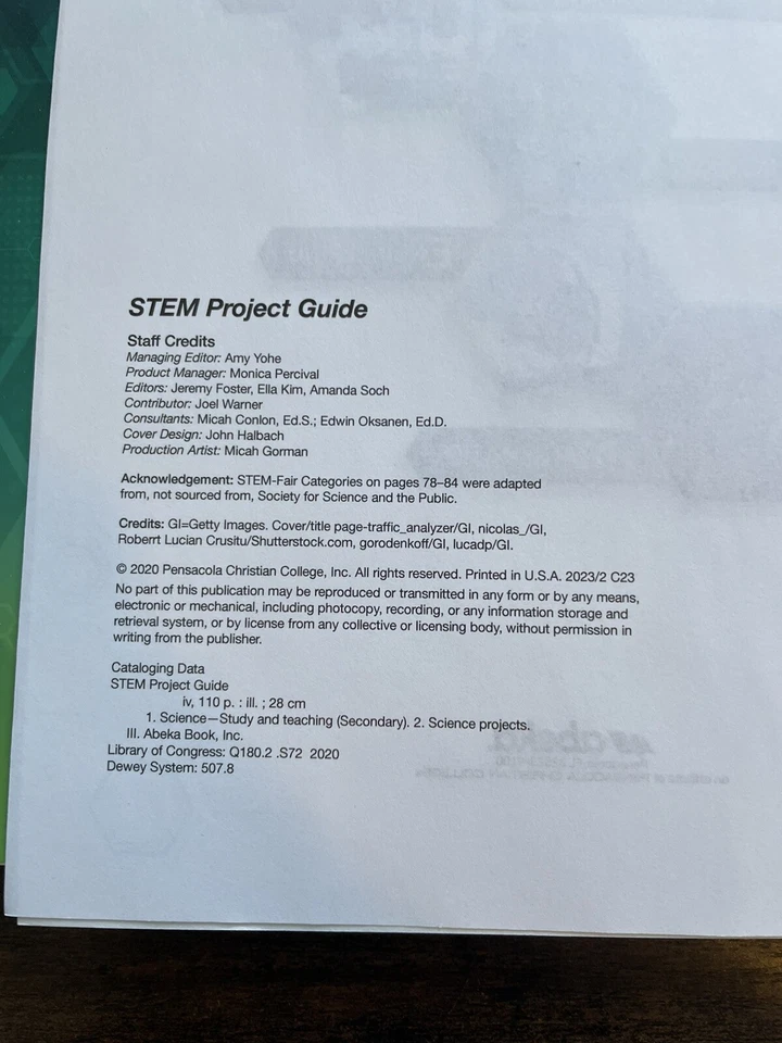 Abeka 9th Grade STEM Project Guide Teacher Key – Curriculum Resource - Image 2 of 2