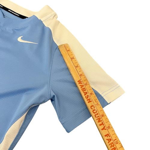 Nike Baseball Trikot Jungen Größe L Hellblau Weiß Kurzarm V-Ausschnitt - Bild 8 von 8