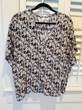 Natural Life Top Women Size L Colorful Floral Cotton Hippie Artsy Boho