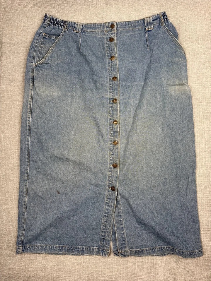 Falda vaquera Baccini para mujer talla 20/34 larga con botones delanteros Foto 3 de 4