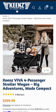 Keenz VIVA Quad Stroller Wagon Black Folding Hood/Canopy Rubber Tires