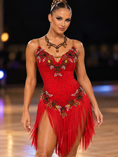 Ballroom Latin Competition Dance Dress Size M, Salsa Tango Performance Gown