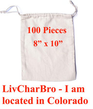 100 PCS 8"x10" Reusable Eco Friendly 100 Cotton Double Drawstring Muslin Bags