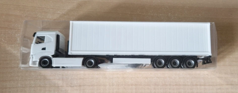 Herpa IVECO S-WAY autoarticolato trasporto container neutro bianco 1:87 OVP - Immagine 4 di 4