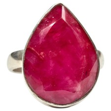 Vintage Sterling Silver 925 Teardrop Natural Ruby Ring Size 7