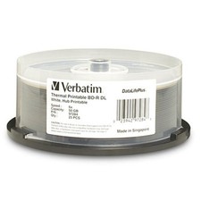Verbatim BD-R DL 50GB 6X Blu-ray DataLifePlus White Thermal Hub Printable Disc