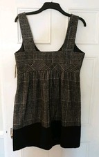 Zara Basic Dress Women's XL Wool Blend Black Grey Houndstooth Plaid Check BNWT