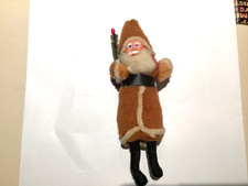 Vintage Clay Face Spun Cotton Santa - Japan- Santa Ornament Holding Tree 1930-40