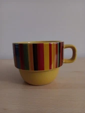 WORLD MARKET Replacement 8 Ounce Coffee Cup Mug Tea  Colorful Stripe Stackable