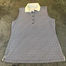 Fairway Greene Ladies Sleeveless Golf Polo Shirt Geometric Print Womens Medium