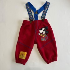Vintage Baby Mickey  Co Infant 3/6M Red Mickey Mouse Suspender Sweatpants RARE